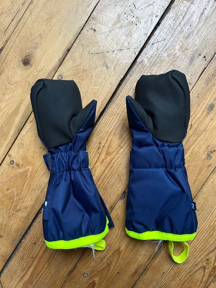 Gants moufles bleu marine et jaune fluo 3-4 ans Wedze Decathlon - photo numéro 4