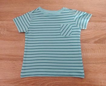 T-shirt MC bleu turquoise rayé bébé 9 mois