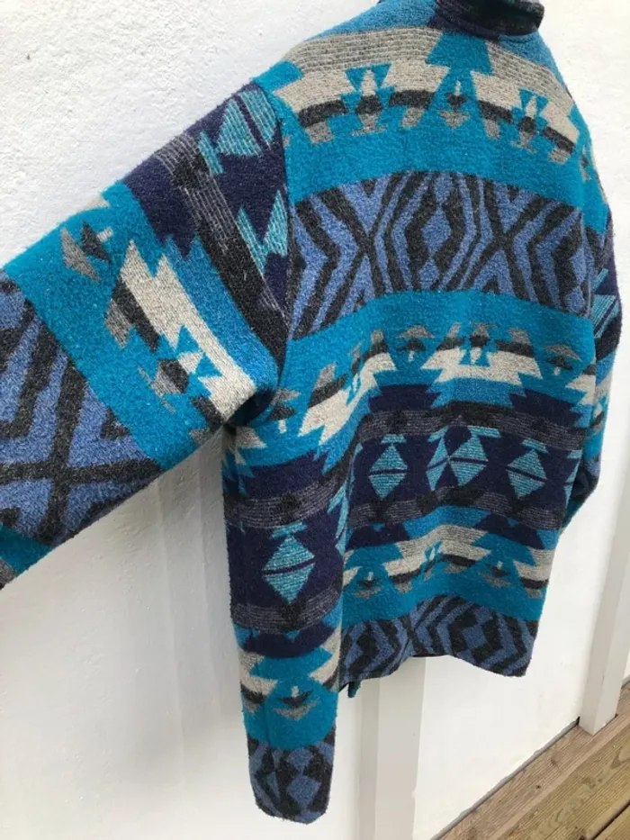 Manteau pure laine bleu Navajo Aztec made in France 🇫🇷 - photo numéro 10