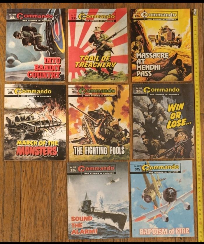 Lot de 8 petits livres bd Commando War stories in pictures années 80 vintage