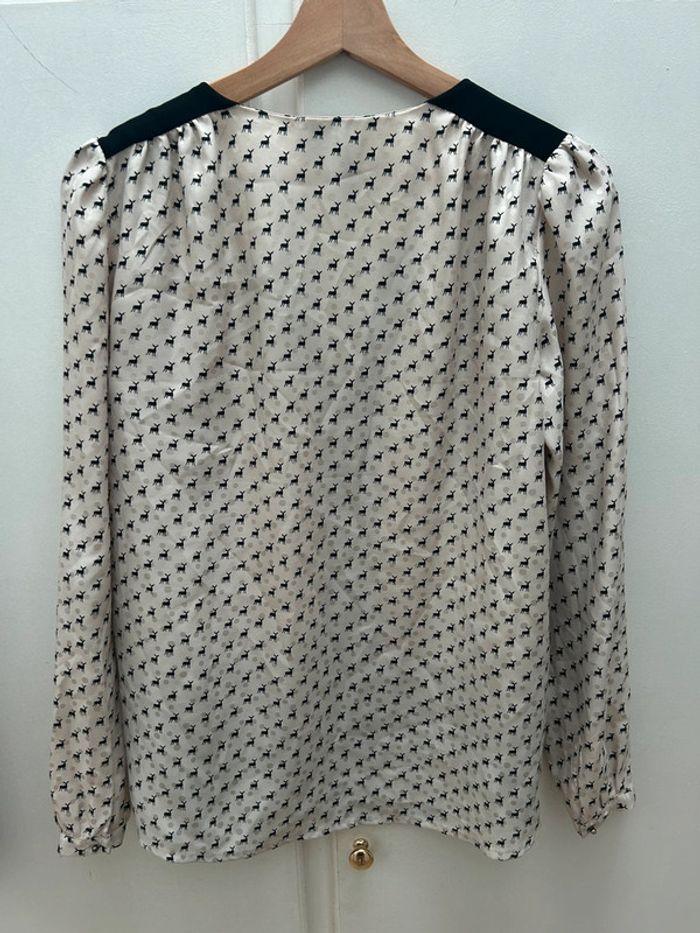 Haut tunique manches longues blanc cassé beige avec motifs cerfs - mango taille s - photo numéro 5