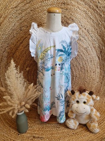 Jolie robe blanche à motifs été fille catimini 4 ans