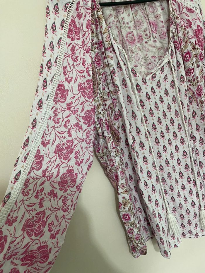Blouse blanche et rose MS Mode taille 48 - photo numéro 2