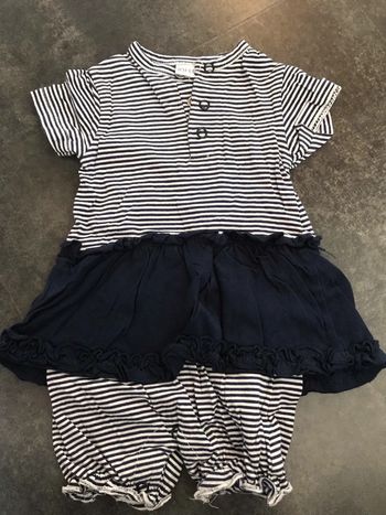 Robe combinaison rayée bleu/blanc 3 mois Influx