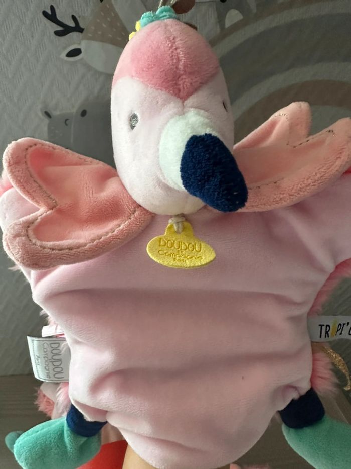 Doudou plat flamant rose Doudou et Compagnie Tropi'cool - photo numéro 7