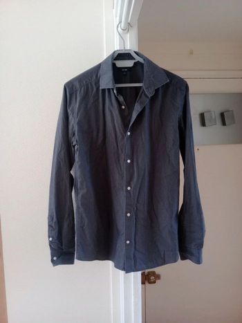 Chemise homme s grise motifs noirs c81