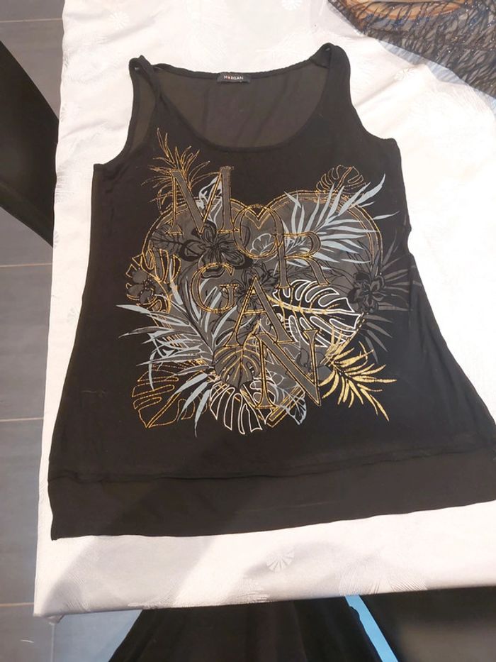 Débardeur Femme Morgan Taille M/38 noir et doré très bon état
