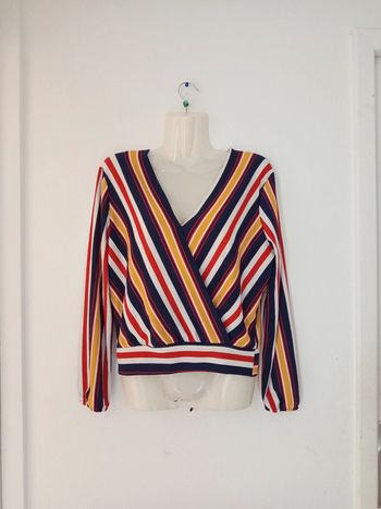 Blouse manches longues à rayures et dos nu femme w