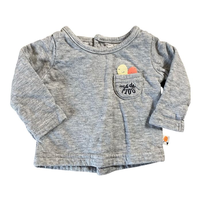 TAO Sweat gris Nid de Piou Taille 1/3 mois