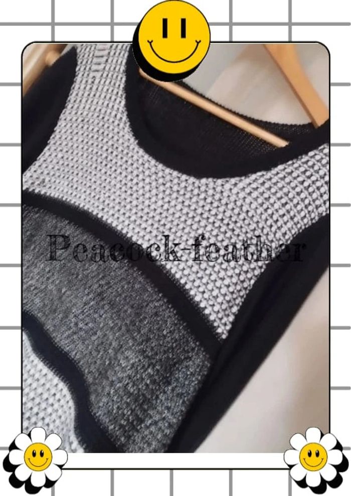 Pull noir gris T5 femme - photo numéro 3