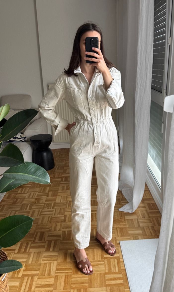 Combinaison en jean écru Mango