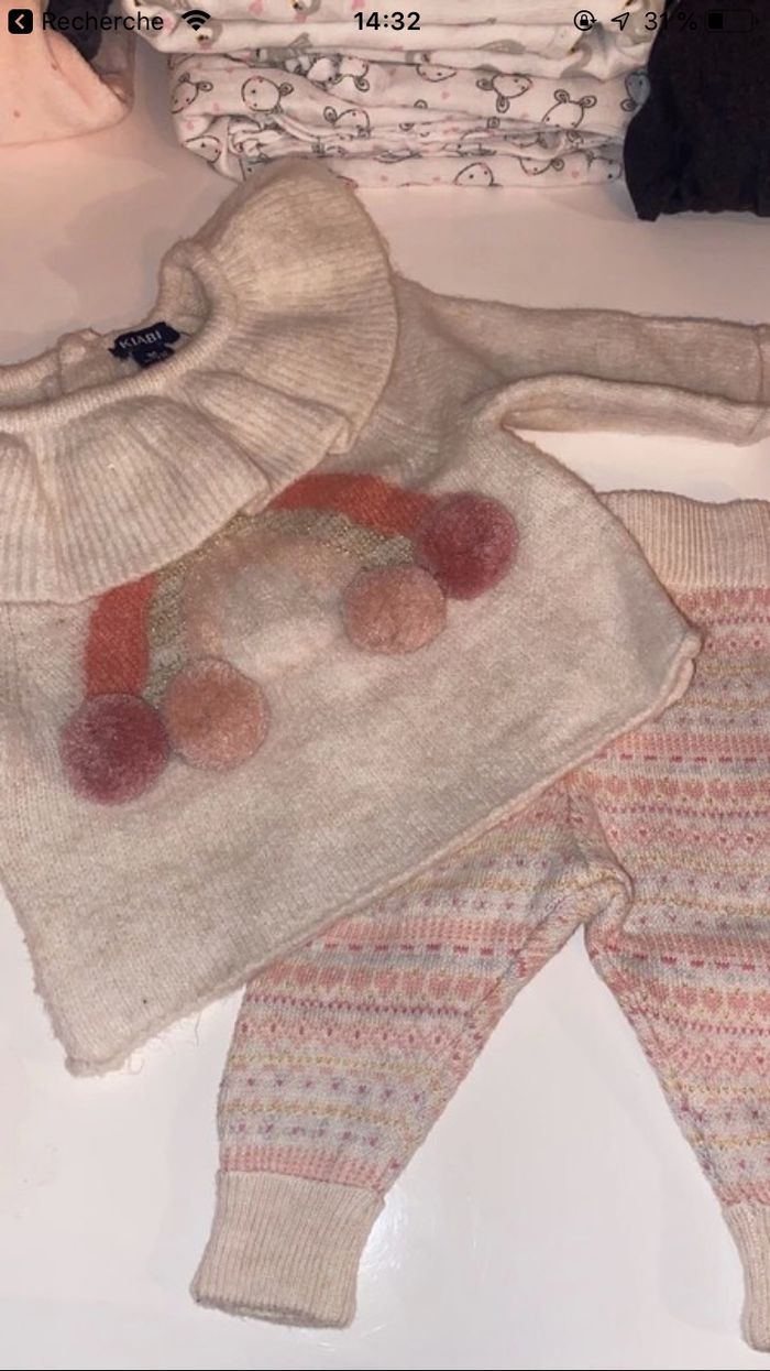 Ensemble en maille fille 1 mois