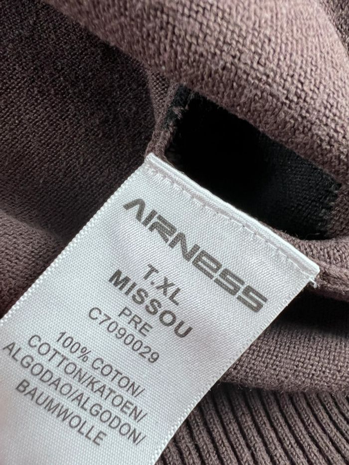 Pull Sweat col V Vintage Airness Marron Beige à Losanges 100% Coton Taille XL - photo numéro 13