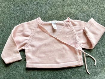 Gilet coton rose 3 mois cache cœur Obaïbi