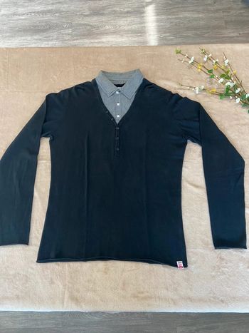Pull fin col chemise homme XL