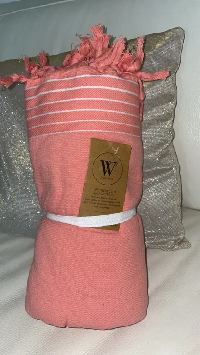 Fouta Walra Serviette Hamam Corail 90x180cm | Coton Recyclé & Écologique