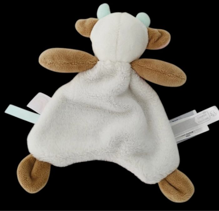❤️B4292 Doudou Plat BABY NAT' Babynat Vache Blanc Rose Pistache Attache Tétine - photo numéro 2