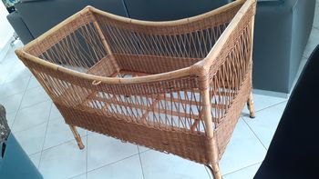 Lit ancien vintage osier et bambou