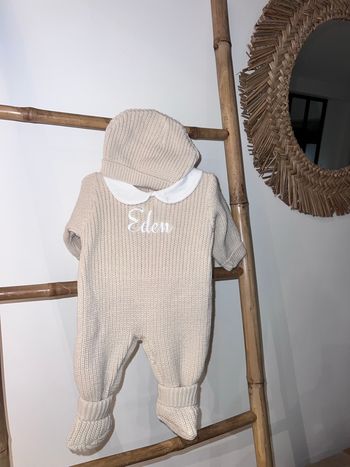 Ensemble de naissance en maille personnalisé brodé 