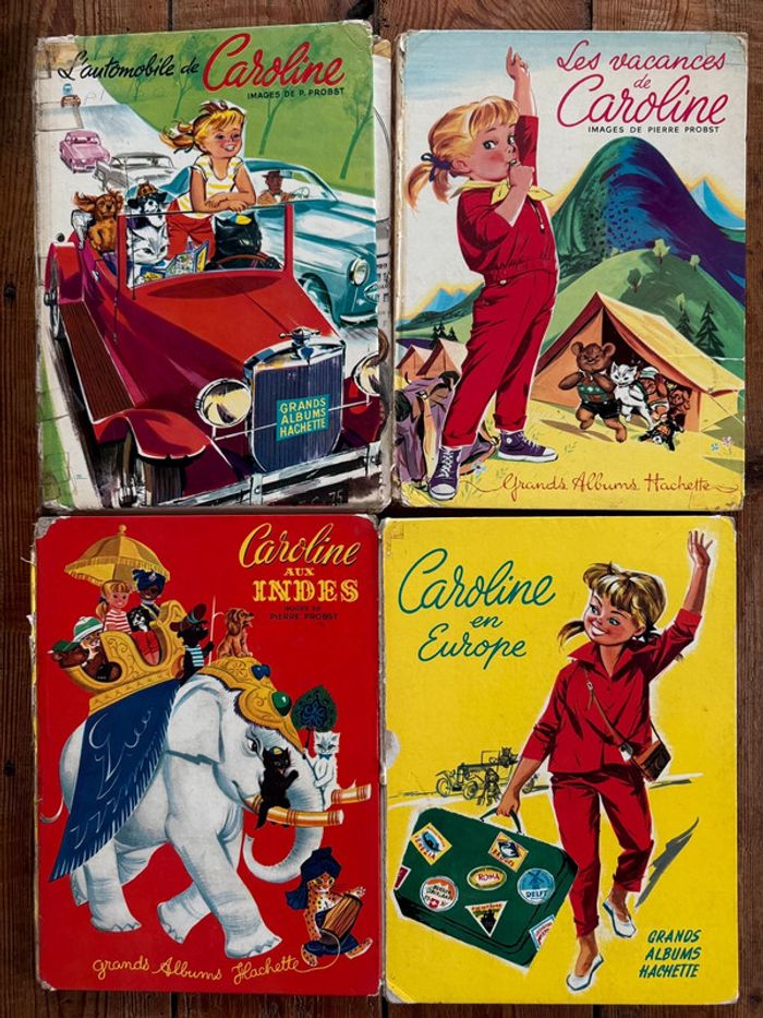 État moyen - 4 Livres Caroline années 50/60 Lot Grands albums Hachette Pierre Probst