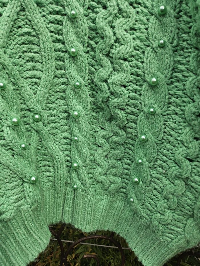 Pull Zara vert perles - photo numéro 4