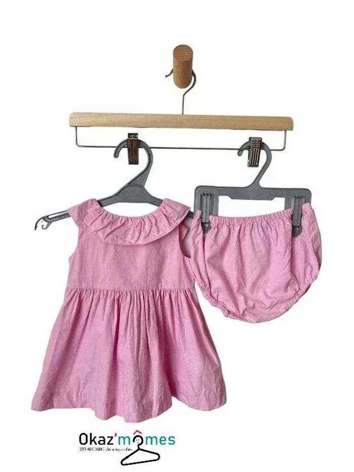 Ensemble robe d’été rose + bloomer assorti - Jacadi 6 mois (67cm) - photo numéro 2