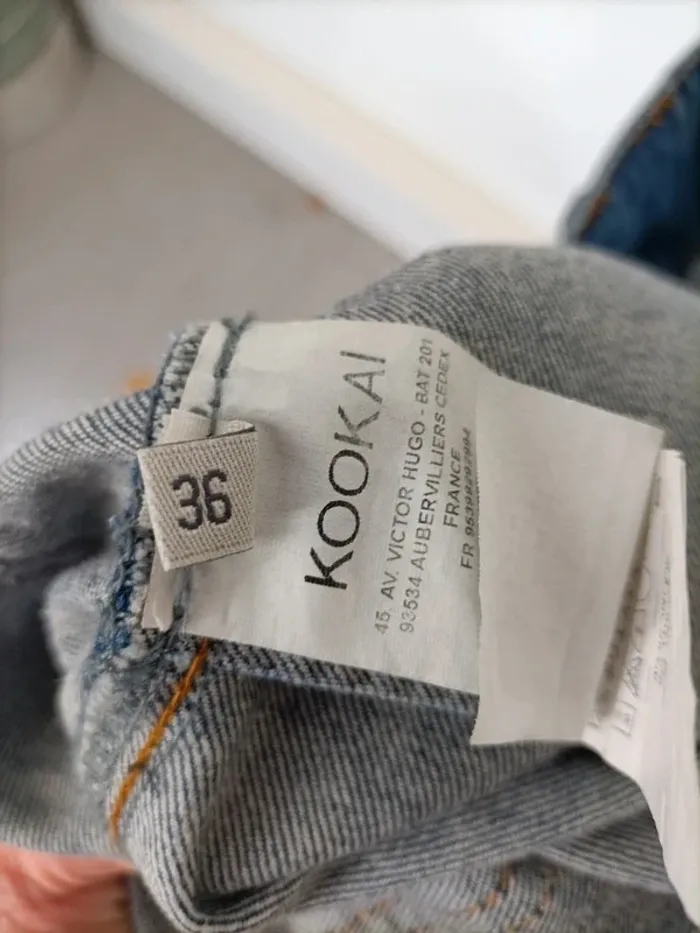Mini jupe en jean Kookai - taille 36 - agraphe + zip - empiècements jeans A180 - photo numéro 11