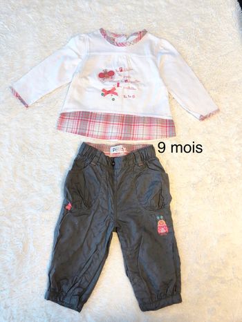 Ensemble pantalon tee shirt printemps 9m