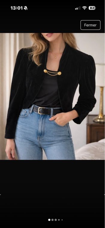 Veste courte Alouette Paris, fabrication française, en velours noir TS S / 36 / 8 • Très bon état • Alouette