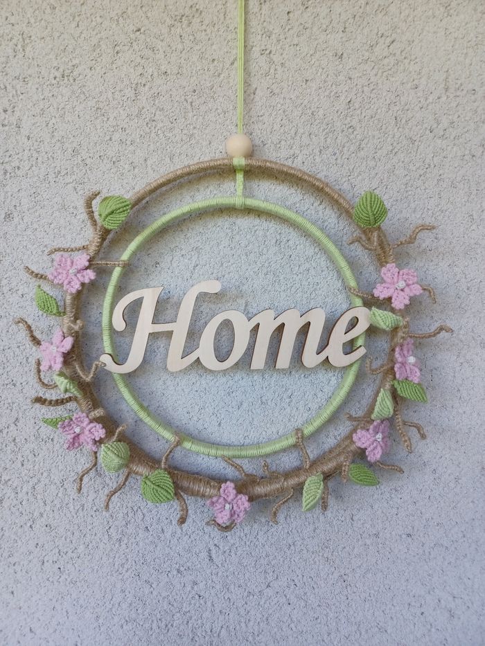Couronne macramé printanière