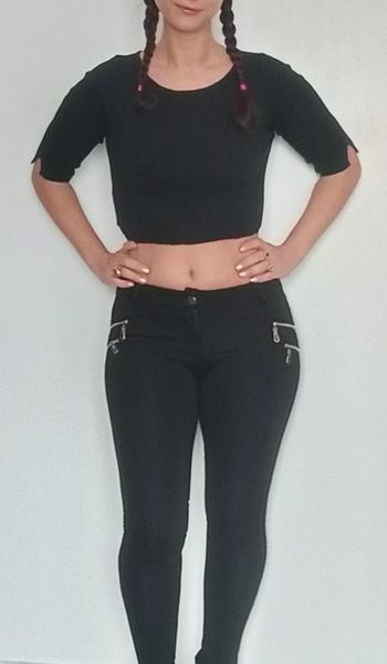 Treggings / leggings noir matelassé côté taille 38