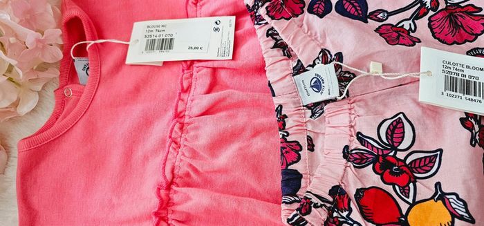 Ensemble Blouse Tunique et Bloomer 100% coton Petit Bateau Taille 12 mois - photo numéro 2