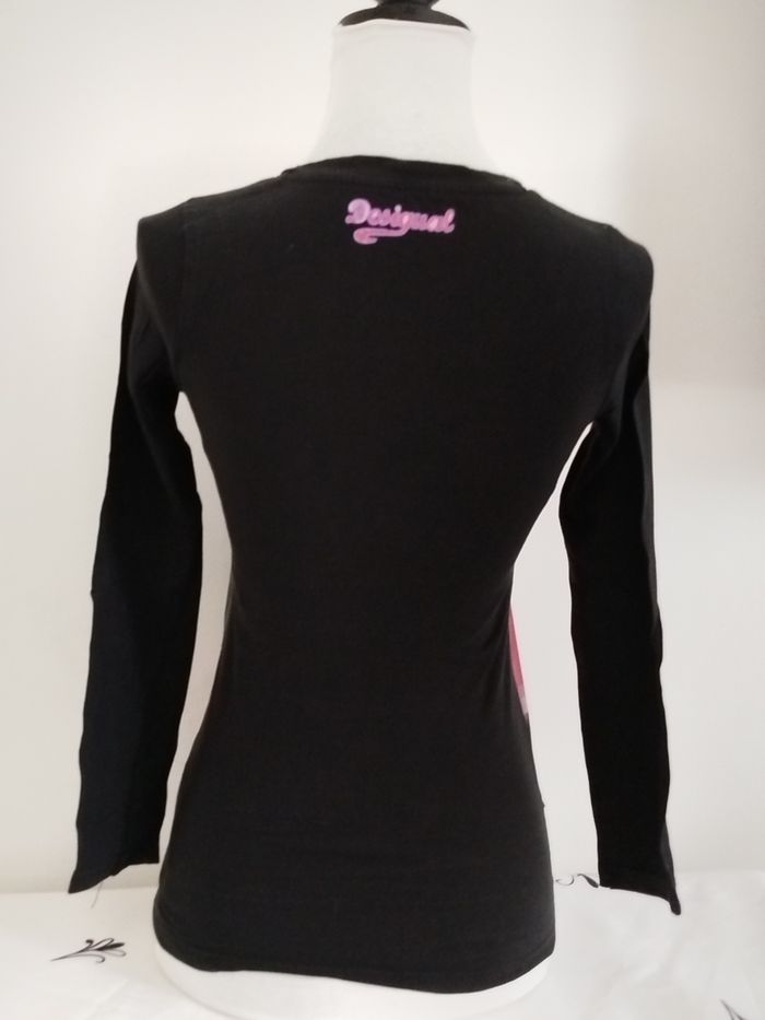 Tee-shirt manches longues noir imprimé multicolore Desigual taille 11-12 ans - photo numéro 2