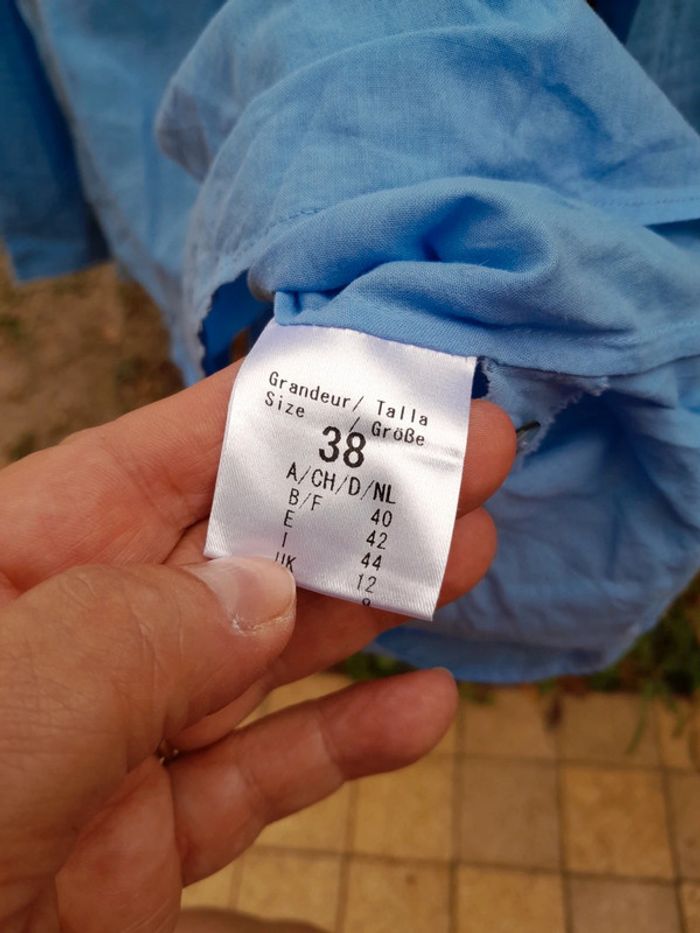 Chemisier bleu col perlé taille 40 - photo numéro 4