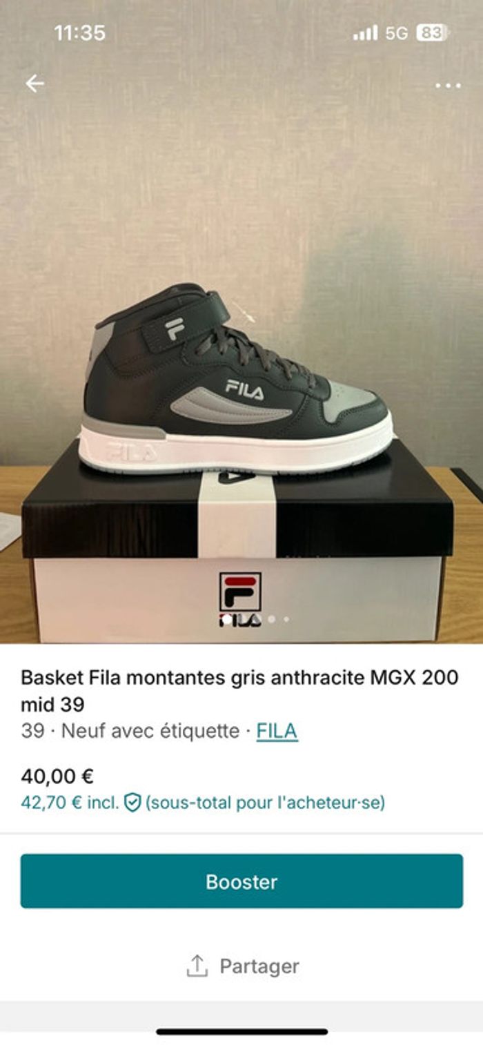 Basket Fila montantes gris anthracite MGX 200 mid 39 - photo numéro 9
