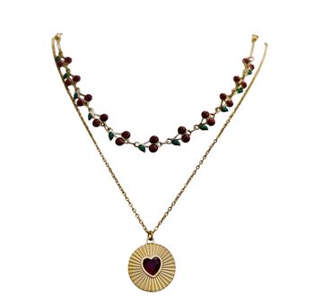 Collier coeur cerise ✅