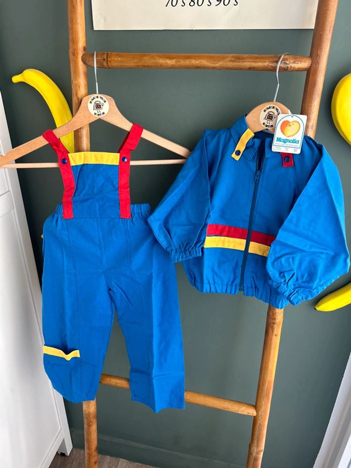 Salopette vintage color block + veste 18M - photo numéro 7