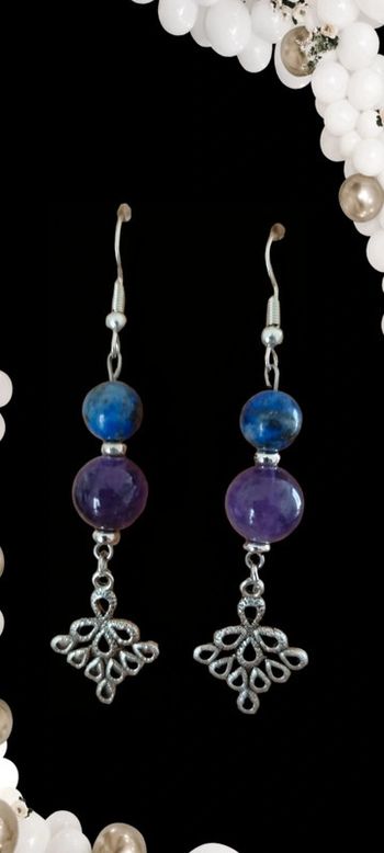 Boucles d'oreilles''Drop of Life'' Lapis-lazuli/Améthyste