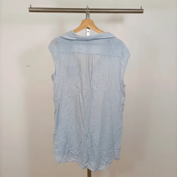 Blouse sans manches rayée bleu clair Miss Helen – col fluide – taille 42 estimée A1008 - photo numéro 7