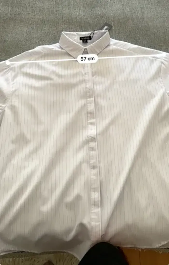Boohoo – Chemise légère oversize blanche fines rayures – Taille 40 / UK 12 – Neuf - photo numéro 7