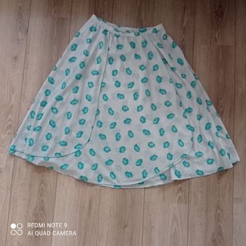 Jupe blanche à fleurs turquoise t42 vintage