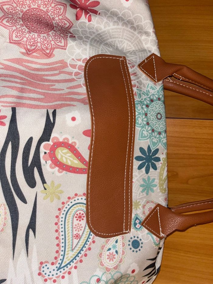 Sac à mains blanc avec motifs coloré (grand) - photo numéro 3