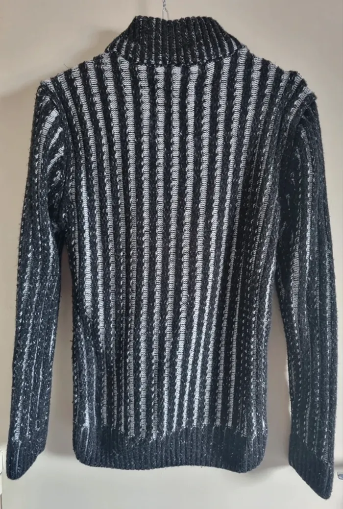 Pull noir et blanc Enzo di Carpi Homme Taille S - photo numéro 5