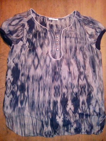 Chemisier blouse noire grise Chattawak 38