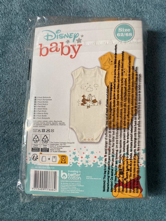 Lot de 2 body disney baby 62/68 Winnie l’ourson sans manche - photo numéro 2