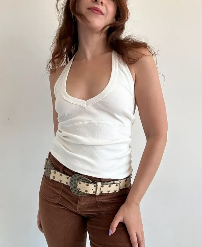 Top dos nu blanc en coton années 2000 taille S