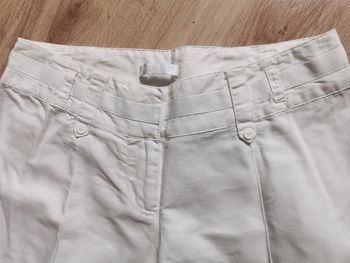 Pantacourt blanc en lin et coton Promod