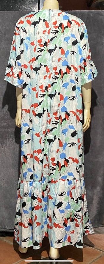 robe longue manches courtes à fleur curve taille 2 XL