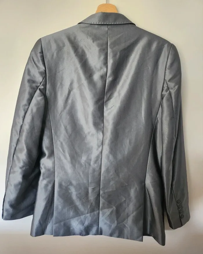 veste de costume homme grise satinée taille S Mia excellent état - photo numéro 2