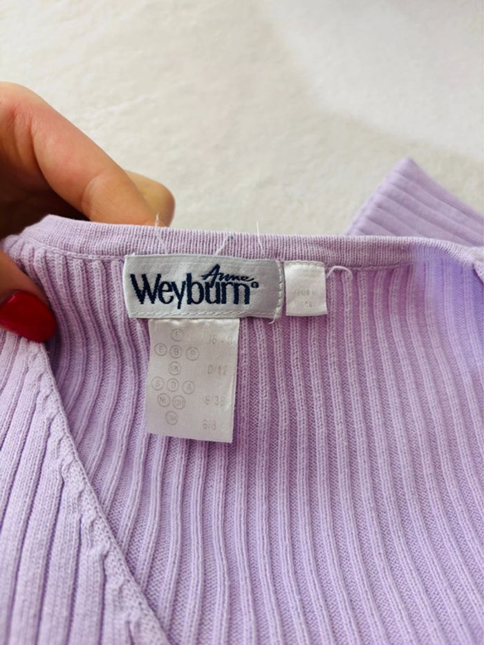 Pull femme lilas col V croisé Anne Weyburn - Taille 38 - photo numéro 3